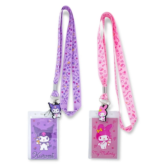 Sanrio My Melody And Kuromi Lanyards With ID Badge Holders and Charms | Set of 2