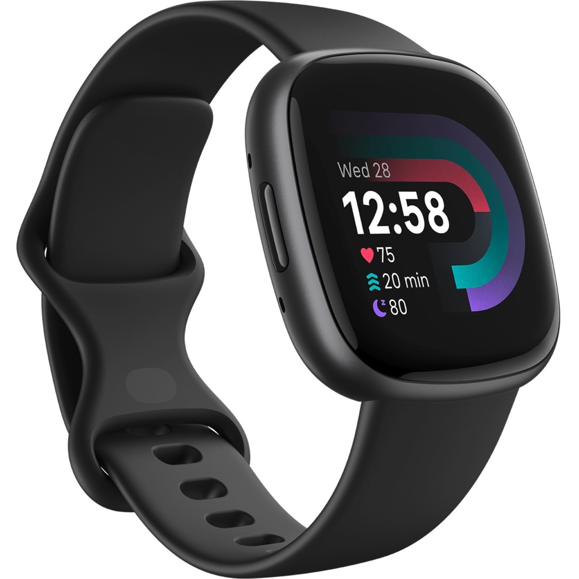 Fitbit Versa 4 Fitness Smartwatch with Daily Readiness, GPS, 24/7 Heart Rate, 40+ Exercise Modes, Sleep Tracking and more. Fitbit Versa 4 in Black / Graphite Aluminum.