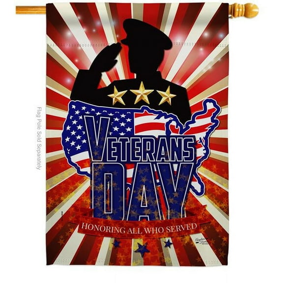 Angeleno Heritage H137160-BO 28 x 40 in. Honoring Veterans Day House Flag with Armed Forces Service Double-Sided Decorative Vertical Flags Decoration Banner Garden Yard Gift