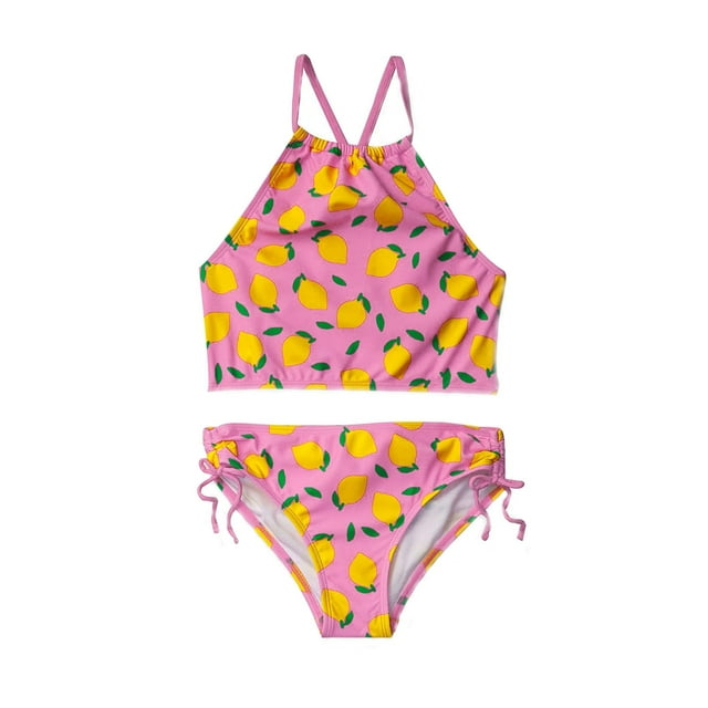 TSADFHJI Baby Girl Bathing Suit Rash Guard Cute Baby Girl Bikini Two Piece Swimsuit Triangle Style Toddler Swimwear with Adjustable Straps for Summer 5-6 Years