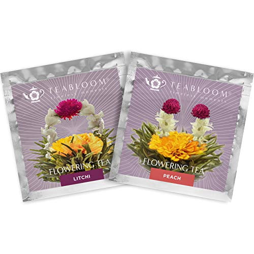 Teabloom Blooming Tea Flowers Litchi & Peach Flowering Teas Hand