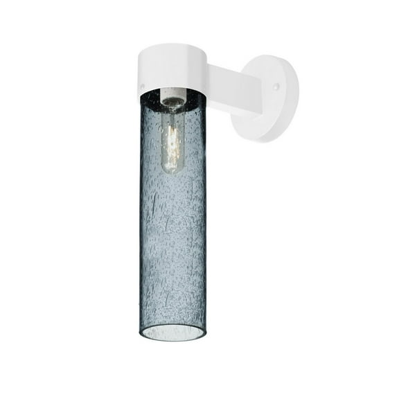 JUNI16BL-WALL-WH Besa Lighting Juni 16-One Light Outdoor Wall Sconce-5 Inches Wide by 17.5 Inches High-White Finish-Blue Bubble Glass