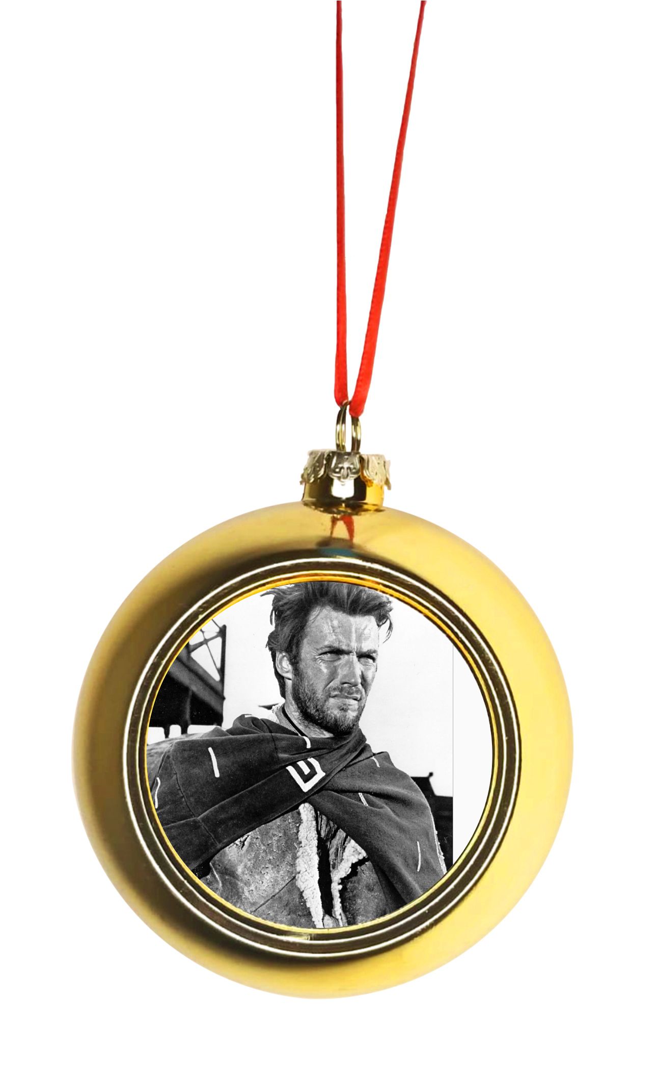 Ornaments Vintage Actor Clint Eastwood Bauble Christmas Ornaments Gold