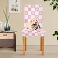 thumbnail image 4 of Yayeee 4 Pack Dining Chair Covers Stretch Parson Chairs Slipcovers Seat Protector, Pink Checkered Heart, 4 of 6