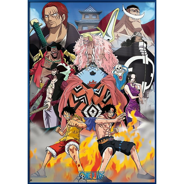 One Piece Framed Manga Anime Tv Show Poster Marine Ford Edward Newgate Whitebeard Pirates Size 28 X 40 Metallic Blue Plastic Frame Walmart Com Walmart Com