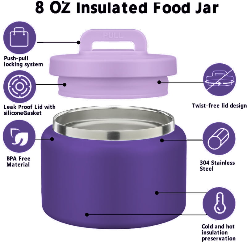 Bento Lunch Box With 8oz Stainless Steel Insulated Vaccum Food Jar