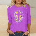 thumbnail image 2 of Blouses pour Femmes T-Shirt Imprimé Manches 3/4 Blouse Col Rond Décontracté, Blouses pour Femmes T-Shirts pour Femmes, Blouses pour Femmes Décontractées, 2 of 4