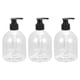 thumbnail image 1 of Juego de dispensadores de jabón Uxcell - Dispensador de jabón de plástico de 17 oz con bomba para cocina y baño, 3 paquetes claros, 1 of 5