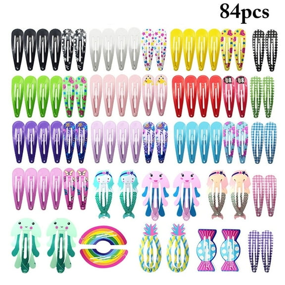 84PCS Lovely Hair Barrettes for Girls Assorted Hair Clip Set Snap Barrette Hair Pin Hair Accessories for Baby Girl Kids