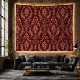 thumbnail image 6 of Rich Burgundy Damask Floral Scene on Solid Background, Romantic Vintage for Victorian Decor Lovers, Art Decor Phrase, Housewarming Gift, Tapestry Wall Hanging for Living Room and Bedroom, 6 of 7