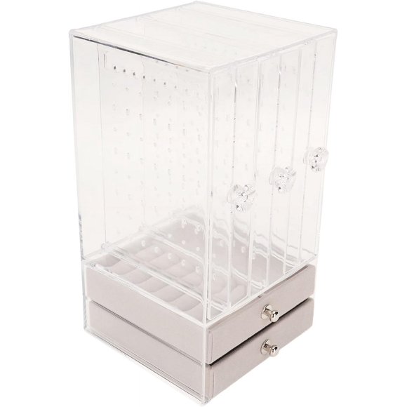 HUGFEGWE Jewelry Organizer, Acrylic Necklace Holder Acrylic Earring Holder Organizer Earring Organizer Necklace Organizer for Earrings Rings Necklaces CA919-130516