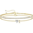 thumbnail image 1 of 1PCS Women's Initial Anklet — Waterproof, Stackable Anklet with Adjustable, Plus-Size Design; Summer Beach Foot Jewelry.,008, 1 of 6