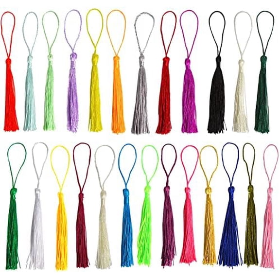100 PCS 5 Inch Mini Tassels with Cord Loop for Craft Making,Floss Bookmark,Souvenir, Keychain Craft DIY Projects$$Art & Craft