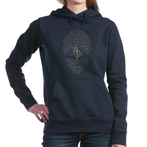CafePress - Dark Treble Clef Tree Of Life Women's Hooded Sweat - Pullover Hoodie, Classic & Comfortable Hooded Sweatshirt