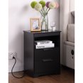 thumbnail image 4 of Jopath 2 Drawer Small Nightstand with Charging Station,Wooden End Table with Drawer and Opening Shelf,Side Table for Bedroom Living Room Dorm Office,Black, 4 of 8