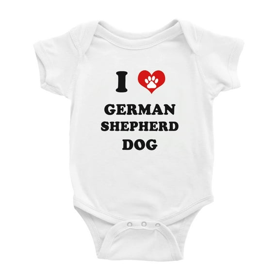 I Heart German Shepherd Dog Funny Baby Rompers Baby Clothes (White, 3-6 Months)