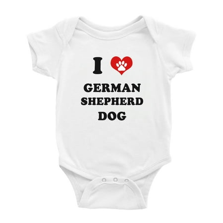 

I Heart German Shepherd Dog Funny Baby Rompers Baby Clothes (White 18-24 Months)