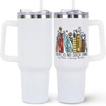 Book Lovers Gifts 40oz Tumbler with Handle and Straw Lid | Vacuum Insulated Leak Proof Tumbler bookish gifts for Women Readers Librarian |Book Accessories Stainless Steel Travel Mug |Floral Butterfly