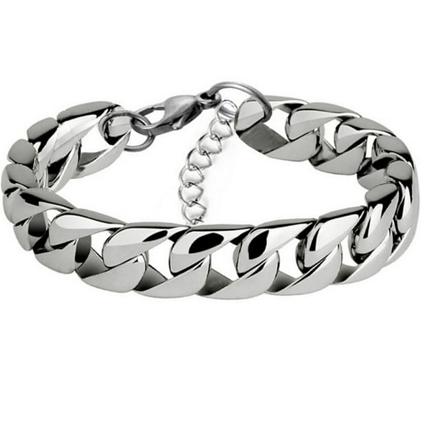 Xzngl Gifts For Men Men Bracelets Silver Bracelet For Men Stainless Steel 3.2mm Men Flat Bracelet Titanium Steel Hand Jewelry Gift Silver Silver