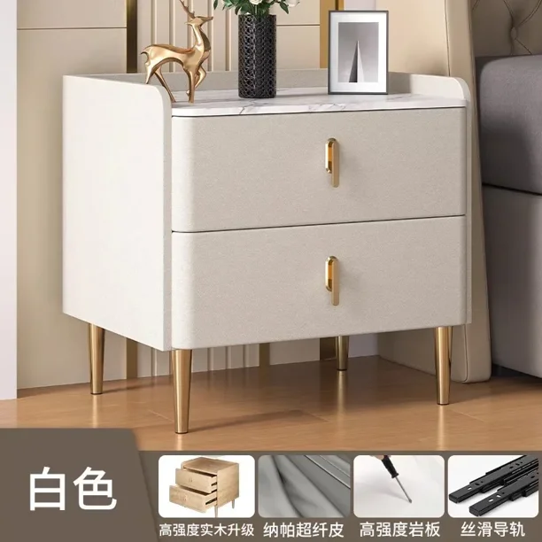 Mesita de noche nórdica moderna, cajones que ahorran espacio, mesita de noche de almacenamiento a la moda, tocador gris, muebles de dormitorio