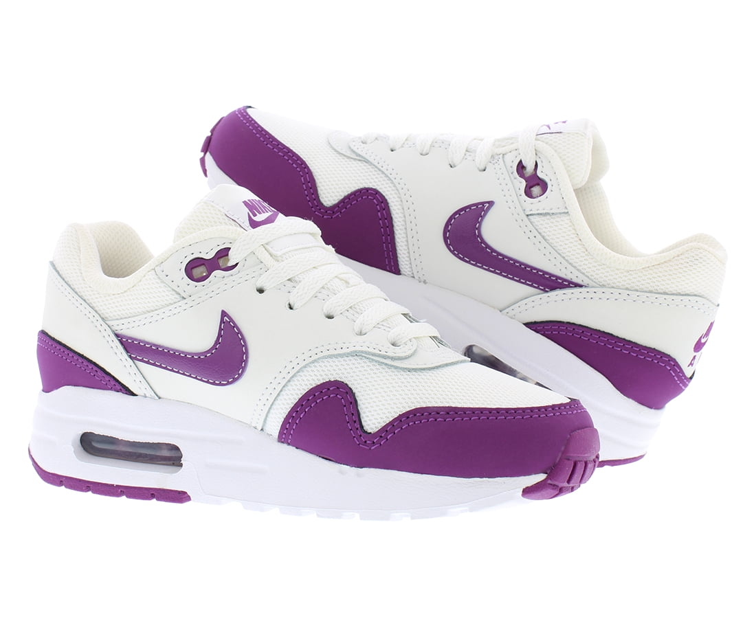 Nike Air Max 1 GS Girls Shoes Size 3, Color: Summit White/Viotech/White