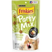 Purina Friskies Party Mix Cat Treats, Morning Munch Crunch with Egg, Bacon & Cheese Flavors, Bite-Sized Snacks for Cats, Helps Clean Teeth, 2.1 OZ Pouch (Pack of 3)