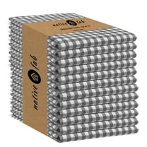Native Fab Mini Checks Kitchen Towel, Set of 12, Cotton, 15x25 Gray White