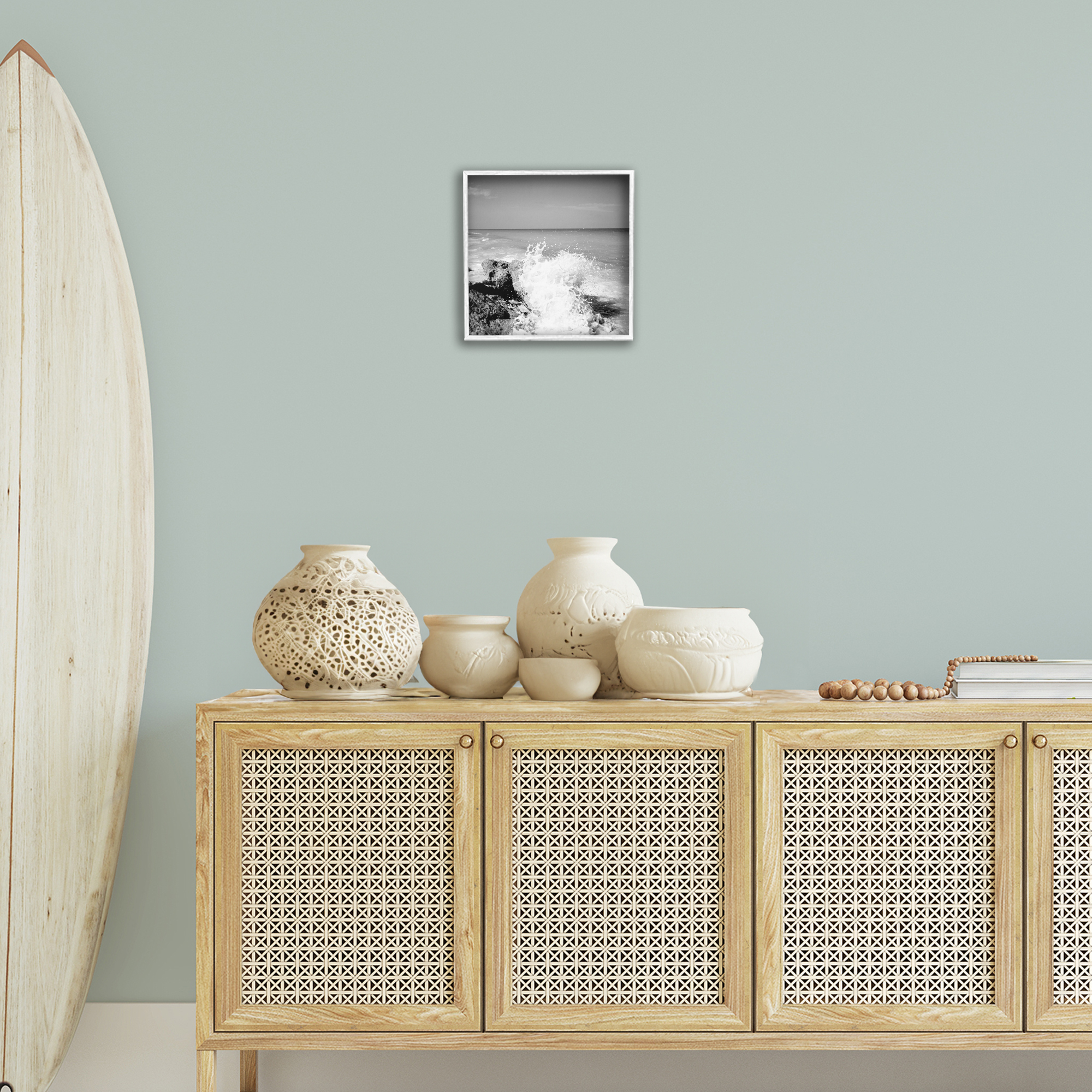Stupell Industries Splashing Rough Waters Coastal Photography White Framed Art Print Wall Art, 12 x 12
