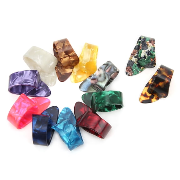 12Pcs Guitar Thumb Pick Celluloid Finger Picks Replacement Instrument Playing Accessories