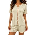 thumbnail image 5 of Diufon Button Down Pajamas Women 2 Piece Casual Short Sleeve V Neck Home & Sleepwear Pjs Summer Short sets, 5 of 6