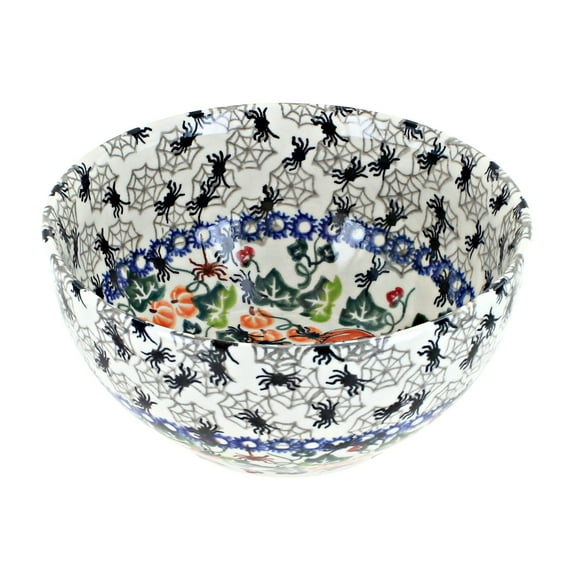 Blue Rose Polish Pottery Trick or Treat Cereal/Soup Bowl