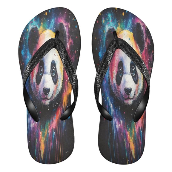YAZAOOSummer Flip Flops Creatively Galactic Panda Serenade Simple Beach Sandals