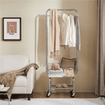 thumbnail image 5 of Yaheetech 3-Tier Metal Rolling Laundry Cart w/Basket Storage Cart on Wheels, Silver, 5 of 12