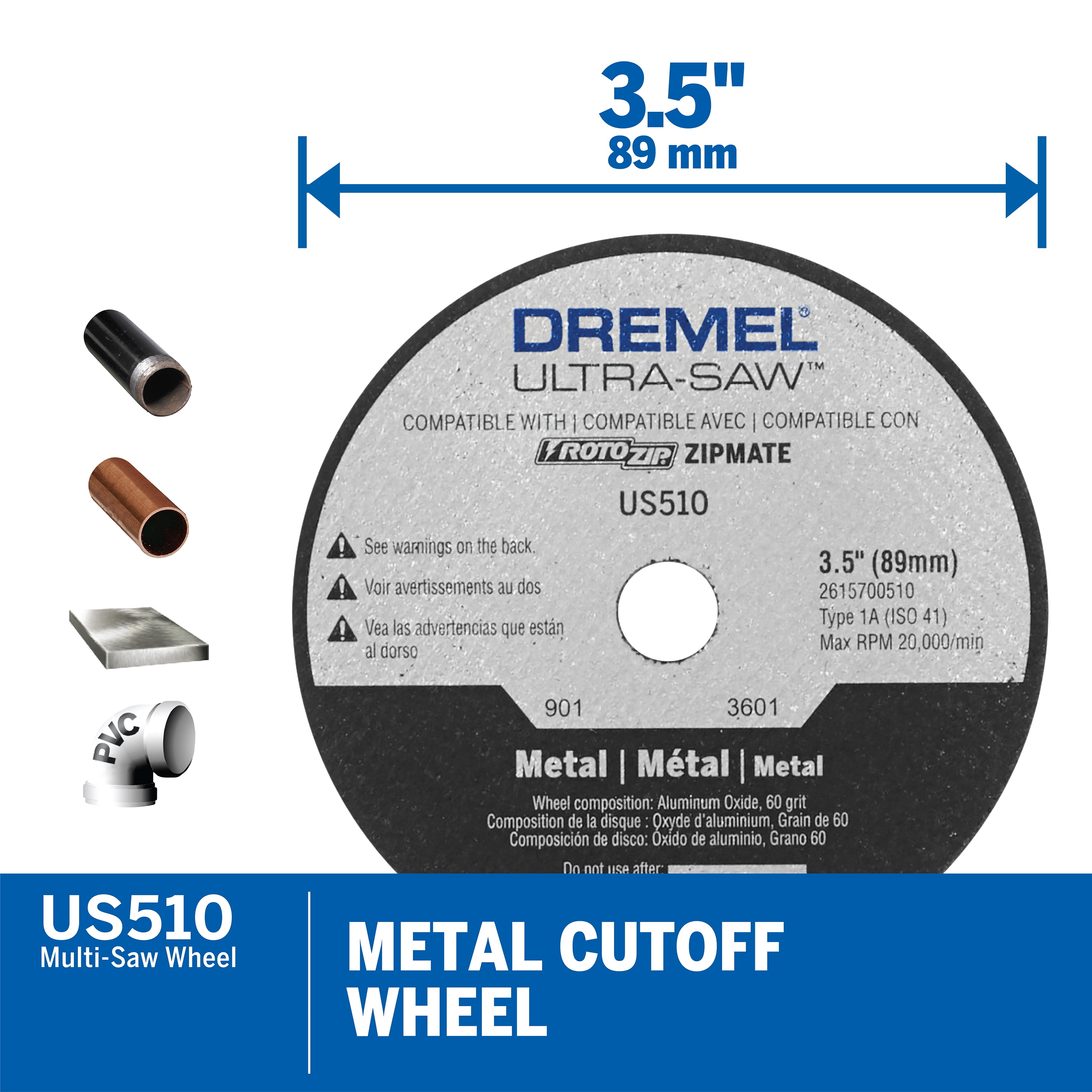 Disque tronçonnage métal Dremel DSM 510 scie DSM20 Ø77mm