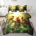 thumbnail image 1 of Housse de Couette Oiseau Cardinal Motif Cardinaux Rouges Ensemble de Literie Complet, Branches d'Arbre 7 Pcs Lit en Sac Doux pour Enfants Garçons Décoration de Chambre, Ensemble de Lit Animaux de la Forêt, Vert, 1 of 5