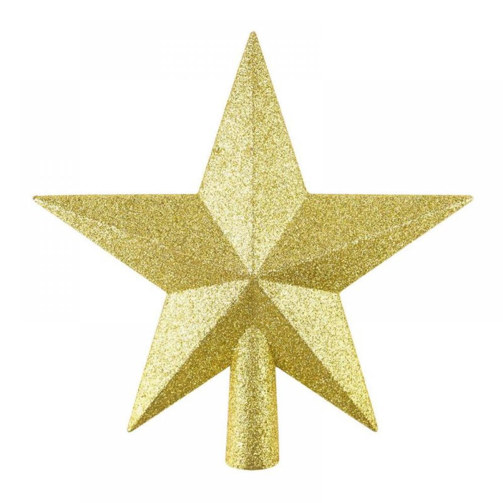 Deepwonder 1pc Glitter Mini Star Christmas Tree Toppers Red Gold Silver Mini Star Tree Topper