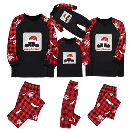 

Matching Christmas Pajamas for Couples Pajamas for Women Shorts Set Cute Printed Top + Plaid Pants Sleepwear Holiday
