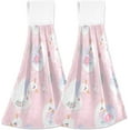 thumbnail image 2 of Coolnut Cute Swans Pink Hand Towels 2 Pcs Hanging Kitchen Towels Soft Absorbent Tie Towels with Loop for Bathroom Home Decor Washcloth Gift, 2 of 7