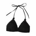 thumbnail image 3 of Xdegoge Bras for Women Wireless Halter Bra elegant Lace Adjustable Tie Back Breathable Comfort Bralette Stylish Casual Underwear for Vacation, Beach, 3 of 3