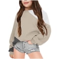 thumbnail image 1 of AherBiu Chandails en Molleton pour Enfants Filles Col Rond Doublé Polaire Léger Décontracté Athlétique Chandail Automne Hiver Confortable, 1 of 3