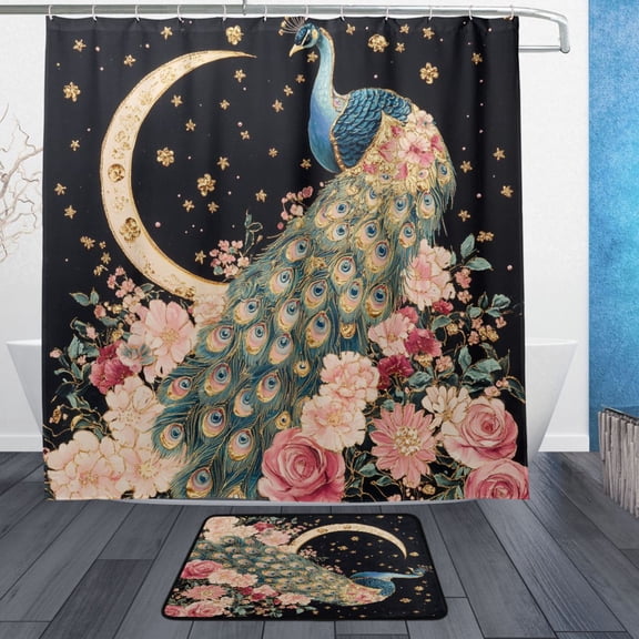 BZSMCE Shower Curtain and Bath Accessory Set,Floral Fancies Pattern