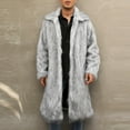 thumbnail image 2 of FRSASU Men's Winter Luxury Long Sleeve Fashion Turn Collar Faux Fleece Coat Outwear Warm Long Jacket Gray, 2 of 9