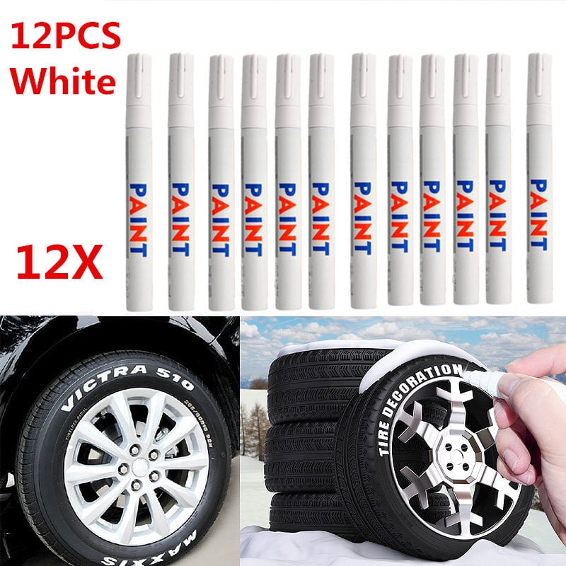 Car Wheels with Tyres 12Pcs White Waterproof Permanent Car Tyre Tire
