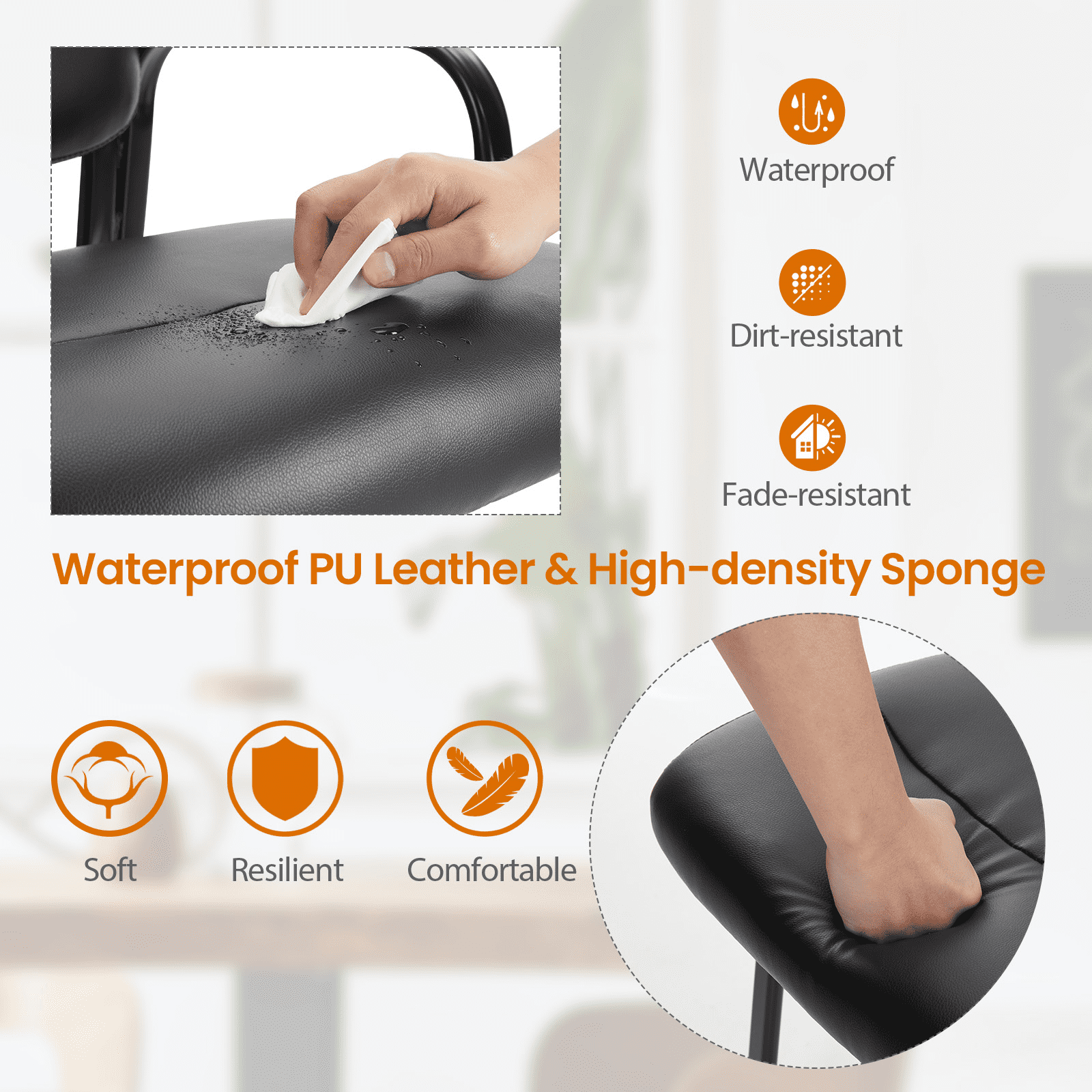 MAYEERTY Padded Arms Leather Conference Chairs, Office Guest Reception Chairs, Durable Meeting Room Seating