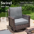 thumbnail image 3 of Summit Living 3-Piece Outdoor Swivel Glider Chairs Set with Coffee Table, Wicker Patio Club Lounge Chairs With Backrests & Cushions, Gray, 3 of 9
