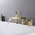 thumbnail image 2 of Bathroom Brass Roman Tub Filler, Dual Handle Deck Mounted Waterfall Tub Filler with Hand Shower, 2 of 5