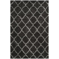 SAFAVIEH Indie Careen Geometric Polyester Shag Area Rug, Dark Grey/Grey, 5'1" x 7'6"