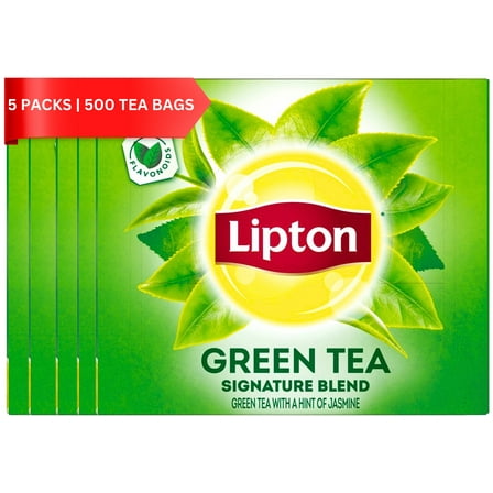 Lipton 100% Natural Hot Green Tea Bags with Hint of Jasmine 100 Ct - 5 Per Case
