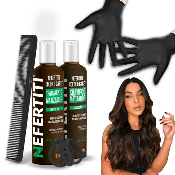 Kit Matizador Chocolat Nefertiti Con Queratina y Proteína de Trigo para Tonos Castaños y Chocolate