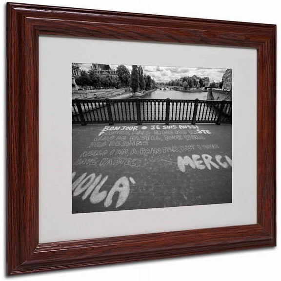 Trademark Fine Art "Paris Bonjour Merci" by Yale Gurney, Wood Frame